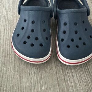 CROCS Kids Navy Sandals with Red Trim